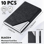 Yexiya 10 Pcs Business Card Holder with Magnetic Closure PU Leather Stainless Steel Multi Business Card Case Slim Business Card Wallet for Credit ID Women Men Office Supplies (Black, Basic Style) - Image 2