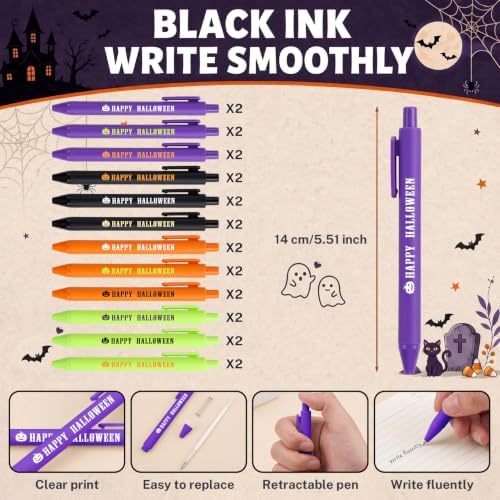 Halloween Notebooks with Pens Bulk, 24 Sets, 5.5 x 4.7 In, Neon - Image 3