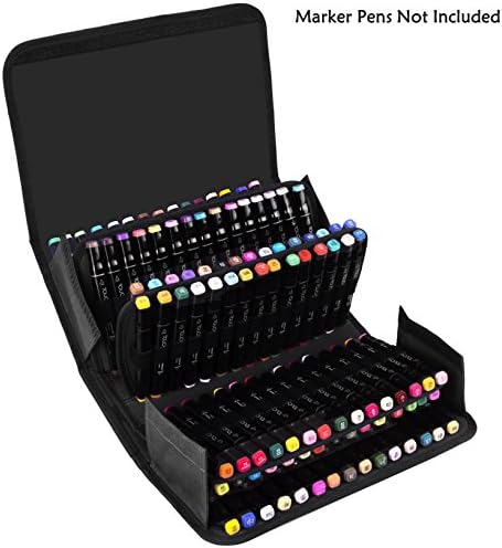 ADVcer Marker Case 120 Storage Holders, Foldable Extendable Oxford Lipstick Organizer with Carrying Handle, Shoulder Strap, QR Buckle, Zip Pocket for Copic, Prismacolor, Dry Erase, Color Paint Markers - Image 2