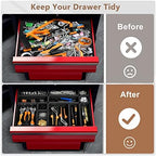 A-LUGEI【】【5 Size】 Tool Box Organizer Tray Divider Set, 【Black】 Desk Drawer Organizer, Garage Organization and Storage Toolbox Accessories Rolling Tool Chest Cart Cabinet WorkBench Small Part - Image 4