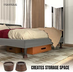 Bed Risers (Set of 4) Furniture Risers Lifts Height 2", Oak Solid Wooden Risers for Bed, Furniture Risers with Non-Slip Recessed Hole (Monolithic Wood, 4pcs-2" Hight-Walnut Color) - Image 6