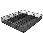 Amazon Basics Mesh Desk Drawer Organizer with 6 Compartments, Non-Slip Office Supplies Storage for Pens and Accessories, Black by AmazonBasics