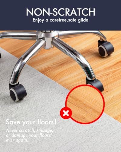 BARoyal Office Chair Mat for Hardwood Floor Under Desk Computer Rolling Chair Mat for Wood/Tile Floor Heavy Duty PVC Plastic Hard Floor Protector 45" x 53"(Ivory) - Image 2
