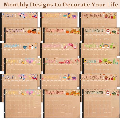 Desk Calendar 2026-2027, Large 22"x17", 18 Months from July 2026 to December 2027, Desktop Calendar with Plastic Cover and Colorful Stickers, Ideal for Home, Office, and School Planning, Doodle Kraft (July.2026-Dec.2027) - Image 5
