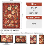 DUKINO 3x5 Area Rug, Floral Washable Rug for Bedroom Non Slip, Red - Image 2