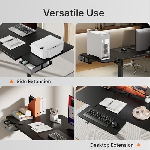 PEGZONE Desk Extender Tray, 28" x 12", with Storage Drawer, Large, Black - Image 5