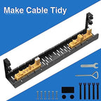 No Drilling Extendable Under Desk Cable Management, Metal Cable Management Tray Under Desk with Clamp, Retractable Power Strip Cord Holder for Wire Management 31Inch (2 Pack Extendable 31') - Image 6