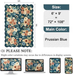 DUKINO 6x9 Area Rugs Floral Washable Living Room Rug Non Slip Prussian Blue - Image 2