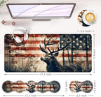 Large Keyboard Mouse Pad Set, Extended Mouse Pad+Keyboard Wrist Rest Support, Memory Foam Ergonomic Easy Typing, 4Pcs (31.5×11.8 in) Desk Pad Set for Office Home,American Flag Deer - Image 6