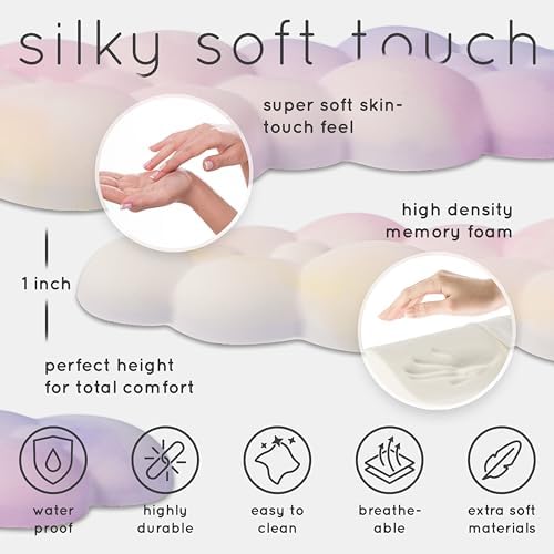 Rainbow Cloud Keyboard Wrist Rest – Create-ables Qloud Rainbow Wrist Rest for Computer Keyboard and Mouse, Ergonomic Memory Foam Wrist Pad with Non-Slip Base, Includes Cloud Mouse Pad - Image 6