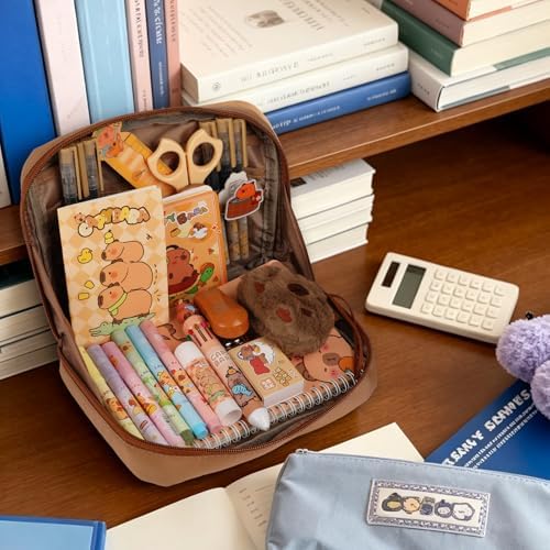 Capybara Pencil Case with Gift Box - 17 Kinds 34PCS Capybara Stationery Gift,Cute Back To School Supplies,Capybara Stuff Cartoon Student Pen Bag Organizer,Animal Themed Gift for Student Girls Boys - Image 4