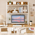 POWERSTONE 2-Tier Desktop Bookshelf for Monitors up to 32", White - Image 5