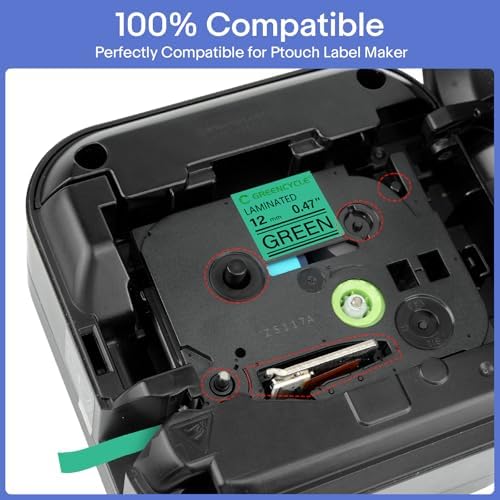 GREENCYCLE 12mm 0.47 Laminated Green Tape Compatible for Brother P-Touch Label Maker Tape TZe-731 TZe731 TZ-731 TZ731 TZe TZ Label for PT-D200 D210 D220 D400, 10 Pack - Image 2