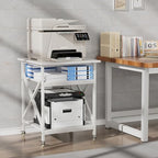 3 Tier Printer Stand, Large 23.6"x23.6" Printer Table with Wheels - Image 3