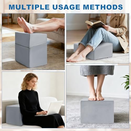 Adjustable Foot Rest Under Desk,Adopt 3-in-1 Ergonomic Design.High-Density Foam and Zipper Closure Under Desk Leg Rest,Fabric is Removable and Washable. for Office, Gaming, Home, and Travel (Gary) - Image 6