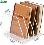 Acrylic Magazine File Holder, 4 Vertical Compartments Desk Document Sorter Organizer, Clear Folder Rack Binder for Office/Home/Classroom, for Documents, Tablet, Magazines, Books & Accessories - Image 2