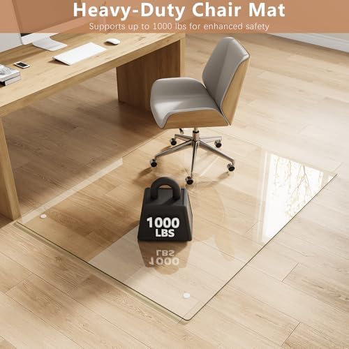 46" x 60" Tempered Glass Chair Mat for Carpet & Hard Floors - Image 3