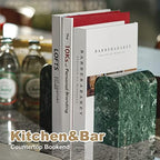 Koville Indian Natural Marble Bookends for Shelves, 13LBS Non-Slip Book Ends, Heavy Duty Marble Book Holders Organizer, Bookshelf Apartment Decor for Movies/CD/Video Games(Indian Green) - Image 6