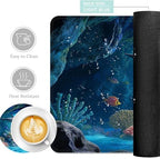 Keyboard Mouse Pad Set, Extended Gaming Mouse Pad+Ergonomics Keyboard Wrist Rest Support, Memory Foam, Easy Typing Pain Relief, 4Pcs XL Ultra Thick Desk Mat,Underwater World Dolphins - Image 2