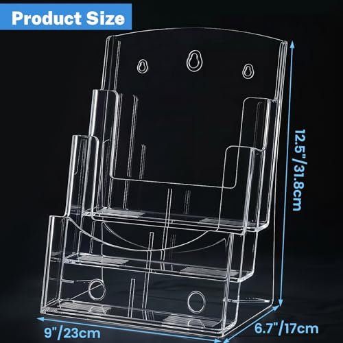Acrylic Brochure Holder 8.5 x 11, 3-Tier Literature Display Stand, 2-Pack - Image 3