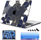 Mektron for 2026/2025/2024/2023 MacBook Air 15 INCH M5 A3448 /M4 A3241 /M3 A3114 /M2 A2941 Case, Printed Plastic Hard Shell Cover with 15.3" Liquid Retina Display Touch ID, Gold line Lily by Mektron