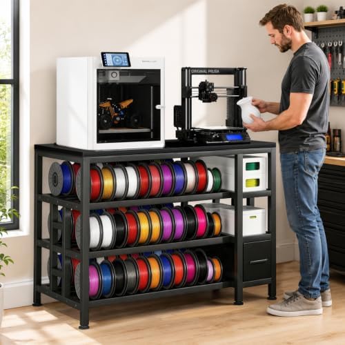 3D Printer Stand with Storage, Filament Storage, Carbon Fiber Finish - Image 2
