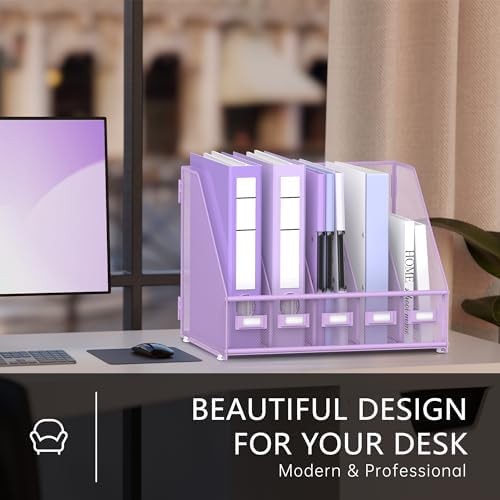 DALTACK 5-Slot Magazine File Holder, Metal Binder Holder, Purple - Image 4