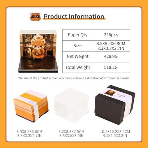 3D Calendar 2027,3D Desk Calendar 2027,Cute little raccoon Tear-Off Paper Sculpture Desk Calendars,3D Desk Calendar Memo Pad 2027,3D Memo Pad Creative Tear Away Weekly planner Carving Art Calendar Notepad,Gift,Paper sculpture calendar (Cute little racc... - Image 2