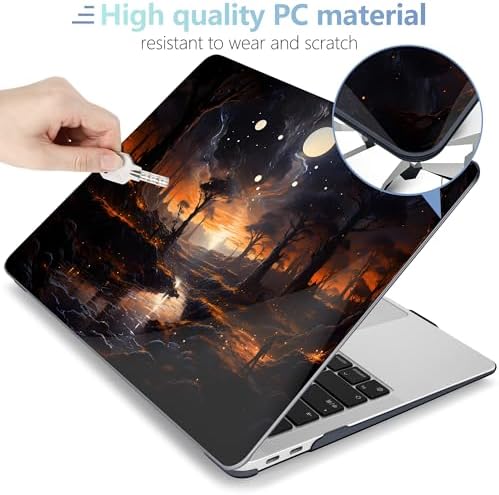 MEEgoodo for MacBook Air 13.3 inch Case 2021 2020 2019 2018 A2337 M1 A2179 A1932, Laptop Shell for MacBook Air M1 with Keyboard Webcam Cover & Trackpad Film & Type C Adapter,Fantasy Night Landscape - Image 3
