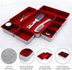 Welaxy Burgundy Felt Drawer Organizers 8pc Desk Tray Dorm Room Decor Bin - Image 4