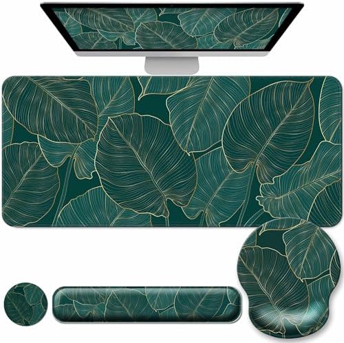 Desk Mat Set Keyboard and Mouse Pad with Wrist Rest Support by VINEBURY