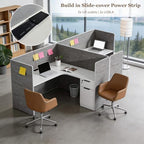 Modular Office Cubicle Workstation System with Privacy Panels, 59" x 59" L-Shaped Desk, Built-in Power Access, Lockable Storage Cabinet, Expandable 2, 4, 6 Person Team Layout for Corporate Offices - Image 3