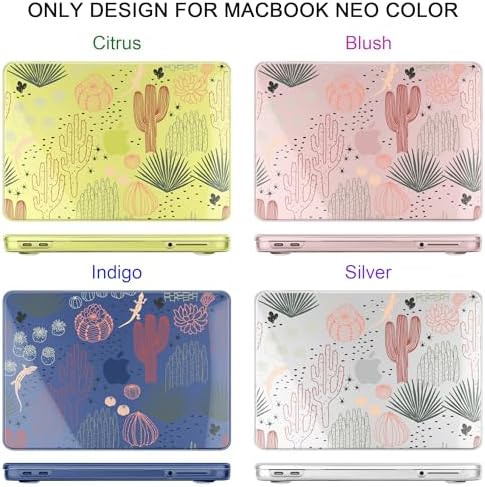 MEEgoodo 4-in-1 Printed Case for MacBook Neo 13 inch 2026 Release Model A3404, Laptop Hard Shell Cases with Keyboard Skin & Screen Protector & Webcam Covers, Cacti - Image 3
