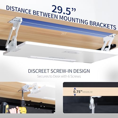 VIVO White Under Desk 27 x 11 in Adjustable Keyboard Tray, MOUNT-KB08SW - Image 6