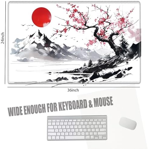 Gaming Mouse Pad 36x24 Desk Mat Large Mousepad Cherry Blossom Desk Pad Big Computer Mat Extended Mouse Mat Non Slip for Women Work Home - Image 2