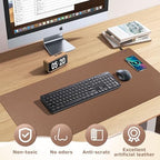 Wireless Charging Mouse Pad Firelison 2 in 1 Leather Multifunctional Office Desk Pad with Non-Slip Rubber Base, Waterproof Desk pad for Computers/Office/Work/Home/Decor（ 32" x 16"Buff - R） - Image 5