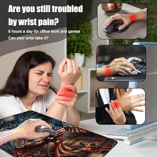Desk Mat, Mouse Pad with Wrist Rest, 4-in-1 Large Mouse Pads for Desk, Ergonomic Mouse Pad and Keyboard Wrist Rest Gaming Keyboard Mat for Office,Skull American Flag - Image 5