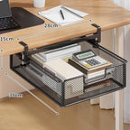 under Desk Drawer Basket Clamp on Container Saving Mesh Metal Desk Attachment File Holder Slide Out Organizer, Black S - Image 4