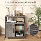 GIANTEX File Cabinet, Lateral Filing Cabinet with Lock, Wheels, Charging Station, Cable Hole, Lockable Side Cabinet, Adjustable Shelves, Metal Frame, Printer Stand for Home Office Small Space (Grey) - Image 6
