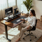 Fenge 42.5-Inch Monitor Stand with 2 Flexible Drawers, Black - Image 2
