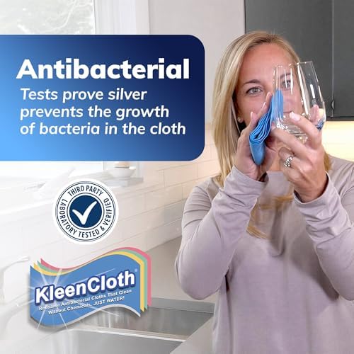 Antibacterial Reusable Cleaning Cloths, Silver-Embedded, 8 Pack - Image 3
