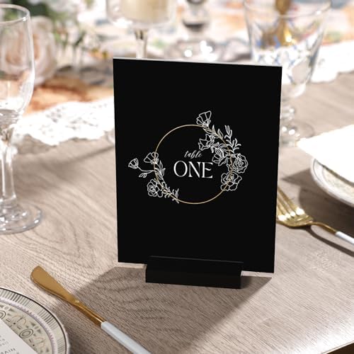 UNIQOOO 3" Black Acrylic Stand | 20 Pack 3mm Slot Wedding Sign Holders, Perfect for Wedding, Table Number, Exhibition, Office, Restaurant, Business - Image 2