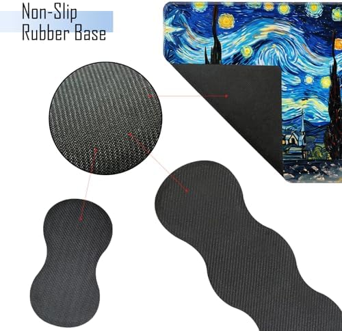 TGFEWYTJYJ Extended Gaming Mouse Pad,Memory Foam Ergonomic Keyboard Mouse Wrist Rest Support Set,Large Desk Mat with Stitched Edges,Non-Slip Base Mousepad Home Office,Starry Night Cat - Image 3