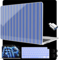 MEEgoodo for M5/M4/M3/M2 MacBook Air 15 inch Case 2026 2025 2024 2023, Case Fit Model (A3448/A3241/A3114/A2941) for MacBook Air 15.3 inch, Blue and White Stripes by MEEgoodo