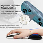 Large Gaming Mouse Pad, Keyboard Wrist Rest pad + Mouse Wrist pad + Coaster Set Extended Waterproof Non-Slip Table mat Suitable for Home Office Learning Games - Black and Pink Dog Paw Prints - Image 7