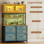 SEDETA 5 Fabric Drawer File Cabinet with Power Strip, 31.5" Filing Cabinet fits Legal, Letter, A4 Size File for Home Office with Printer Stand, LED Lights and Storage Shelf (Rusti Brown, Tall) - Image 5