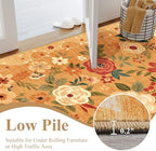 DUKINO 2.6x12 Kitchen Runner Rug, Floral Non Slip Long Washable Rug, Orange - Image 7