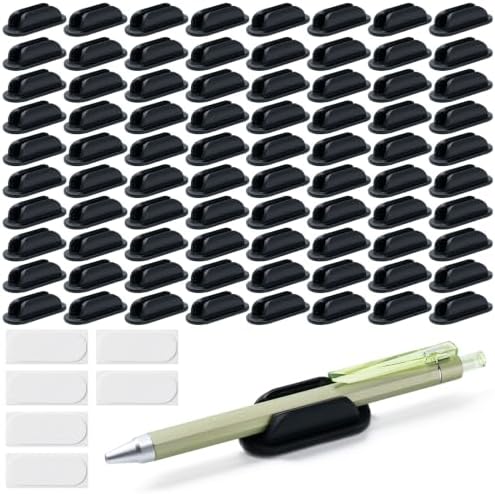 Adhesive Pencil Holders for Desk,Silicone Flexible Pen Holder for Wall, Office, School,Home,Classroom Must Haves,Teacher Essentials Accessories,Desk Organizer (80, Black) by UEHSNI