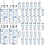 Meanplan 36 Pack Ocean Coastal Plastic Cups with Lids and Straws 14 oz by Meanplan