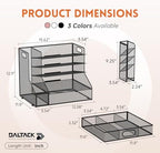 5-Tier Desk Organizer with File Holder & Pen Holder & Sliding Drawer, Black - Image 3